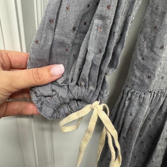 Paper Crown Drop Waist Blue Copper Dot Maternity Dress 3/4 Sleeve Size Small - Picture 5 of 10